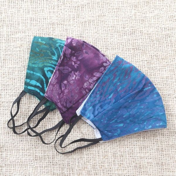 Alternate image for Set of 3 Double Layer Rayon Batik Elastic Loop Face Masks Batik Magic