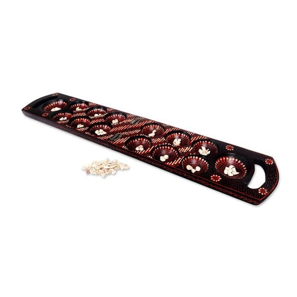 Alternate image for Hand-painted Wood Batik Mancala Game from Indonesia A Passionate Leisure