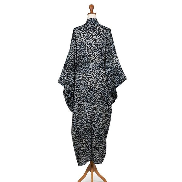 Alternate image for Womens Gray and Black Rayon Robe with Kimono Sleeves Borneo Slate