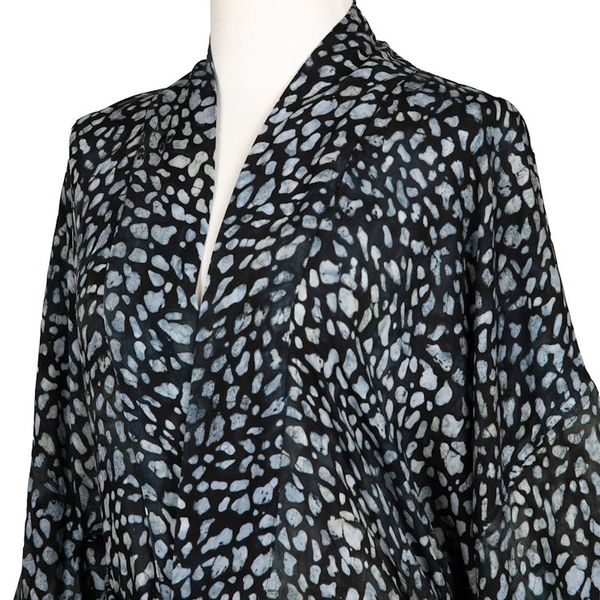 Alternate image for Womens Gray and Black Rayon Robe with Kimono Sleeves Borneo Slate