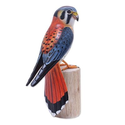 Alternate image for Realistic Wood Bird Sculpture American Kestrel