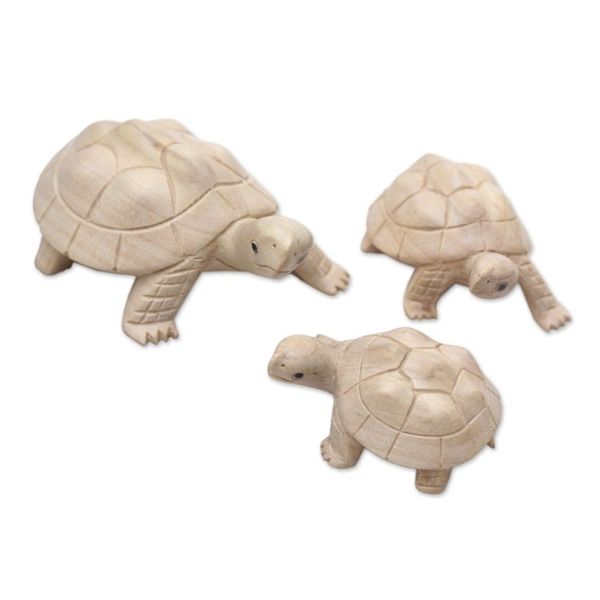 Alternate image for Three Hand Carved Terrapin Turtle Wood Statuettes from Bali Terrapin Trio