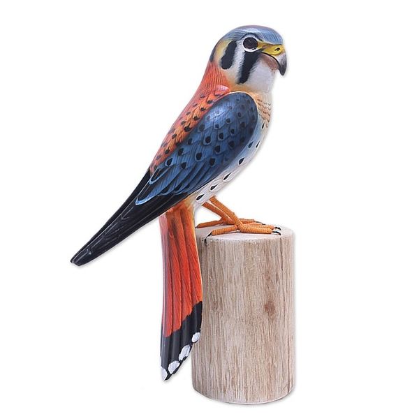 Alternate image for Realistic Wood Bird Sculpture American Kestrel
