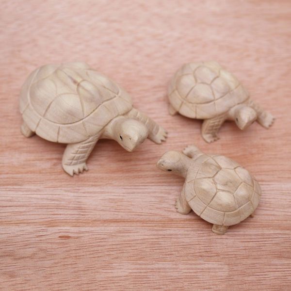 Alternate image for Three Hand Carved Terrapin Turtle Wood Statuettes from Bali Terrapin Trio