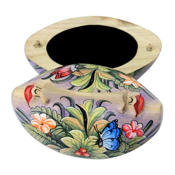 Alternate image for Hand Crafted Floral Wood Jewelry Box Twin Ladies