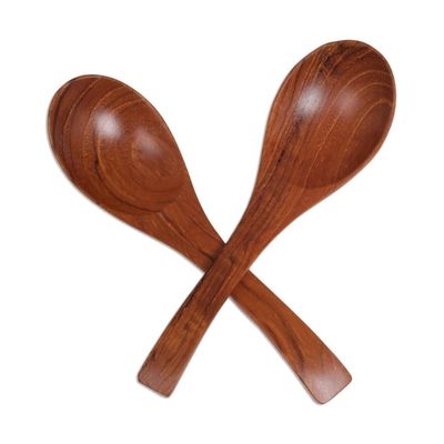 Alternate image for Handmade Teak Wood Spoons from Bali Pair Elegant Companions