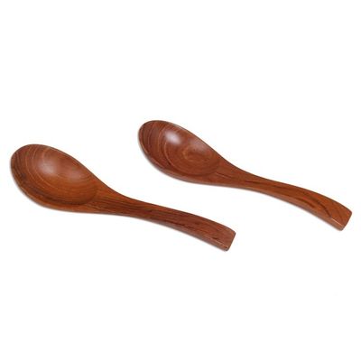 Alternate image for Handmade Teak Wood Spoons from Bali Pair Elegant Companions