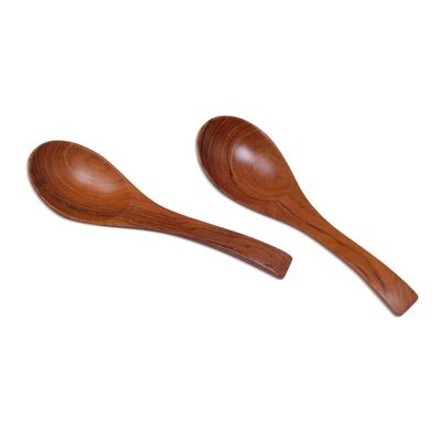 Alternate image for Handmade Teak Wood Spoons from Bali Pair Elegant Companions