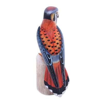 Alternate image for Realistic Wood Bird Sculpture American Kestrel