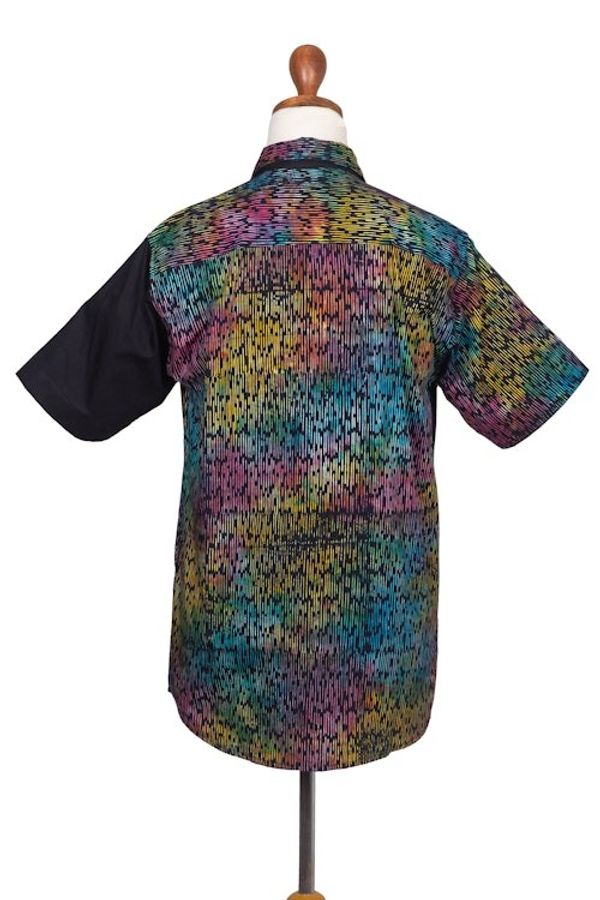 Alternate image for Mens Batik Cotton Shirt with Colorful Pattern from Bali Colorful Bridge
