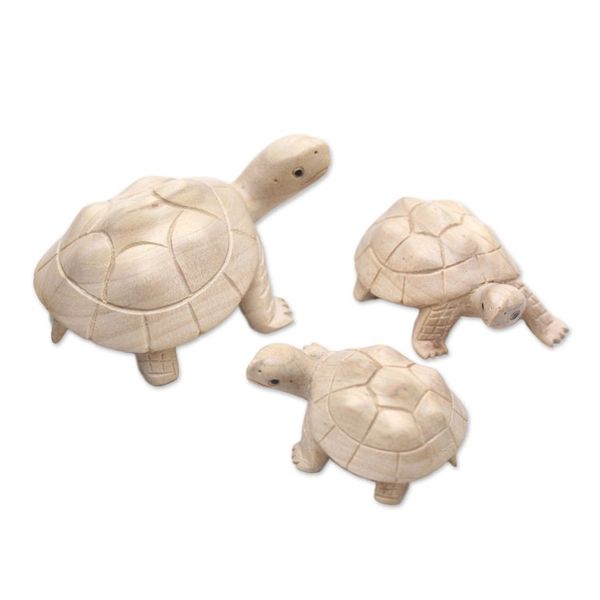 Alternate image for Three Hand Carved Terrapin Turtle Wood Statuettes from Bali Terrapin Trio
