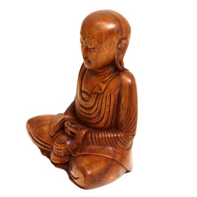 Alternate image for Hand Carved Wood Buddha Statuette from Bali Samadhi Buddha