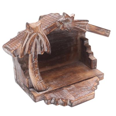 Alternate image for Rustic Hand Carved Nativity Scene 6 Pieces Nativity in the Tropics