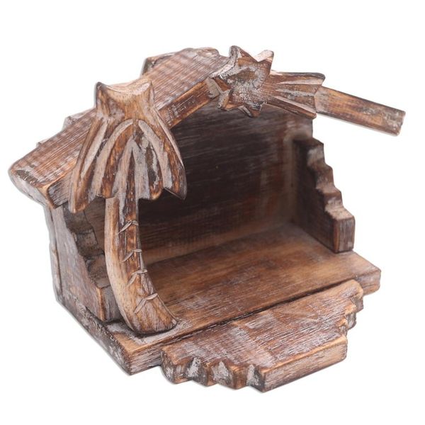 Alternate image for Rustic Hand Carved Nativity Scene 6 Pieces Nativity in the Tropics