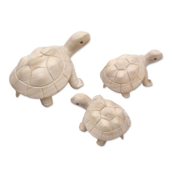 Alternate image for Three Hand Carved Terrapin Turtle Wood Statuettes from Bali Terrapin Trio