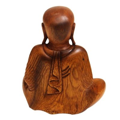 Alternate image for Hand Carved Wood Buddha Statuette from Bali Samadhi Buddha
