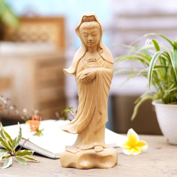 Alternate image for Crocodile Wood Hindu Sculpture Kwan Im Goddess