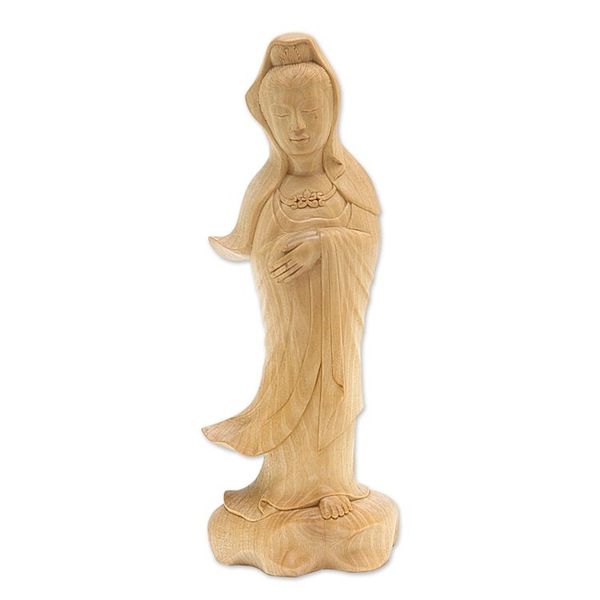 Alternate image for Crocodile Wood Hindu Sculpture Kwan Im Goddess