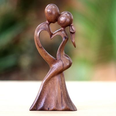 Alternate image for Romantic Wood Sculpture from Indonesia Loves Kiss