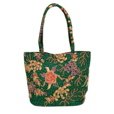 Alternate image for Indonesian Batik and Bead Cotton Tote Bag Princess Art