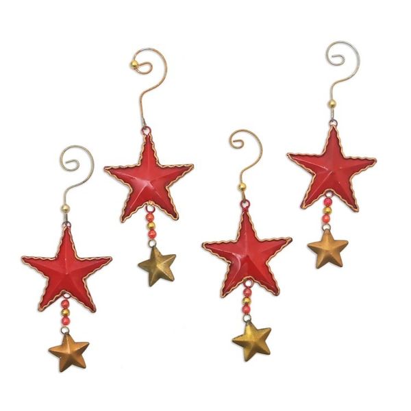 Alternate image for Handmade Steel Star Ornaments from Bali Set of 4 Passionate Stars