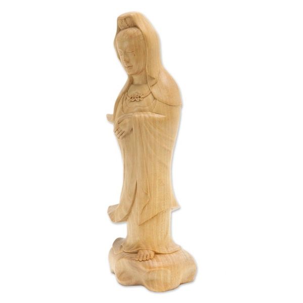 Alternate image for Crocodile Wood Hindu Sculpture Kwan Im Goddess