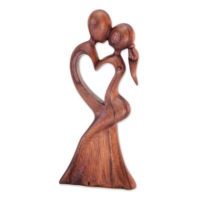 Alternate image for Romantic Wood Sculpture from Indonesia Loves Kiss