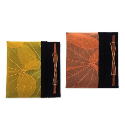Alternate image for Orange and Yellow Kupu-Kupu Leaf Journals from Bali Pair Orange and Yellow Kupu-Kupu