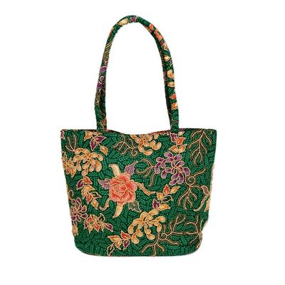 Alternate image for Indonesian Batik and Bead Cotton Tote Bag Princess Art