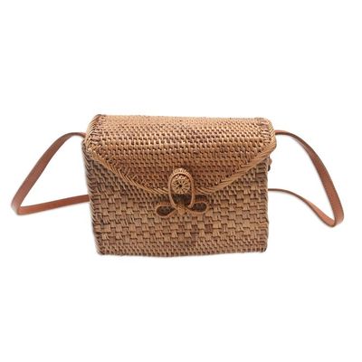 Alternate image for Hand-Woven Bamboo Sling Bag with Batik Lining Here to Stay
