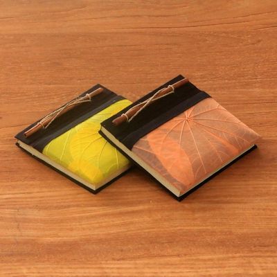 Alternate image for Orange and Yellow Kupu-Kupu Leaf Journals from Bali Pair Orange and Yellow Kupu-Kupu