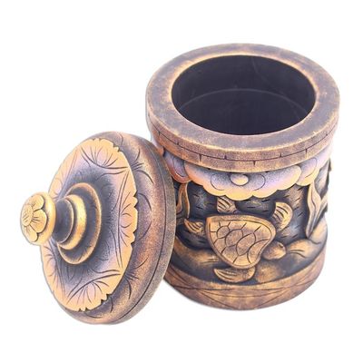 Alternate image for Handmade Mahogany Turtle Motif Lidded Box from Bali Turtle Paradise