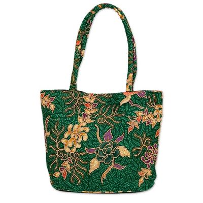 Alternate image for Indonesian Batik and Bead Cotton Tote Bag Princess Art