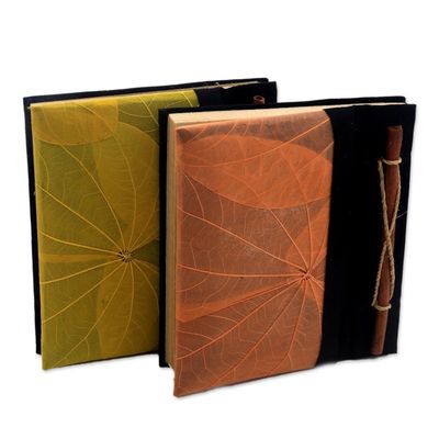 Alternate image for Orange and Yellow Kupu-Kupu Leaf Journals from Bali Pair Orange and Yellow Kupu-Kupu