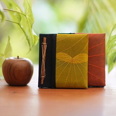 Alternate image for Orange and Yellow Kupu-Kupu Leaf Journals from Bali Pair Orange and Yellow Kupu-Kupu