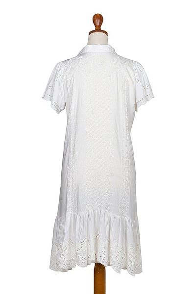 Alternate image for Hand-Embroidered Rayon A-Line Dress from Bali Bloom Under Snow