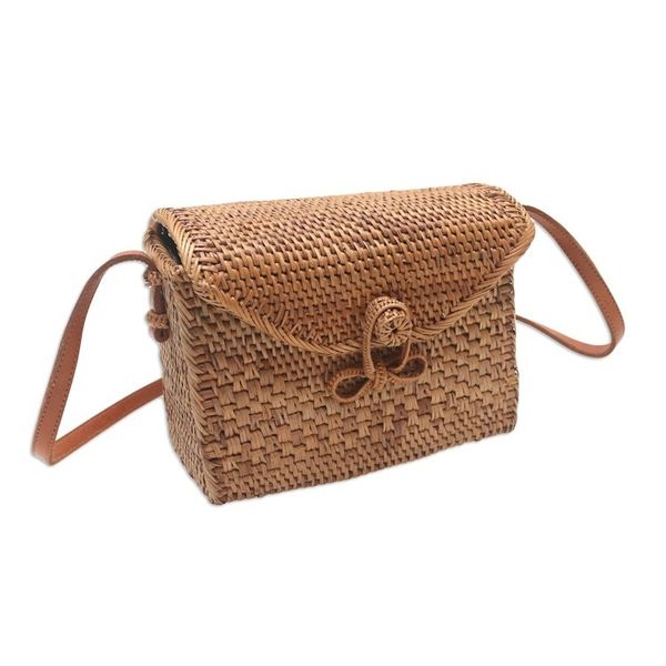 Alternate image for Hand-Woven Bamboo Sling Bag with Batik Lining Here to Stay