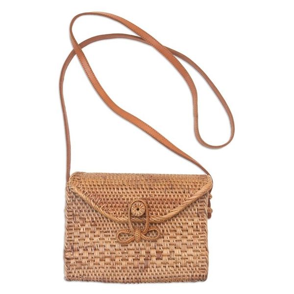 Alternate image for Hand-Woven Bamboo Sling Bag with Batik Lining Here to Stay