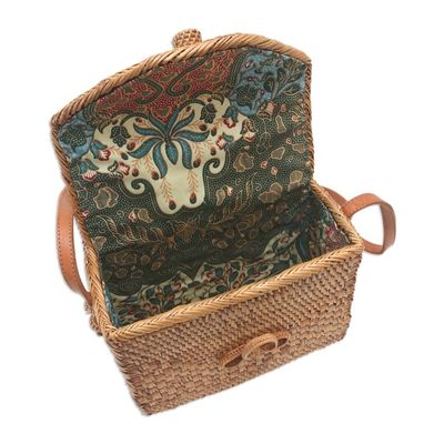 Alternate image for Hand-Woven Bamboo Sling Bag with Batik Lining Here to Stay