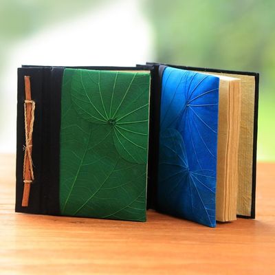 Alternate image for Blue and Green Kupu-Kupu Leaf Journals from Bali Pair Blue and Green Kupu-Kupu