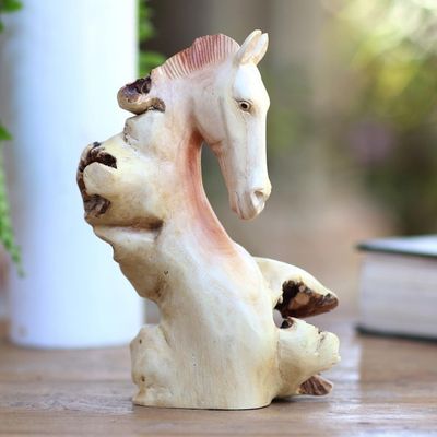 Alternate image for Unique Benalu Wood Horse Head Statuette Horse Head