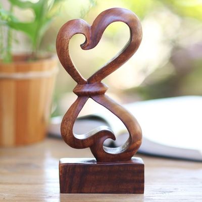 Alternate image for Hand-Carved Balinese Wood Sculpture Heartfelt