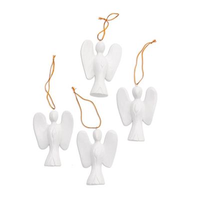 Alternate image for White Wood Angel Ornaments from Bali Set of 4 Silent Angels
