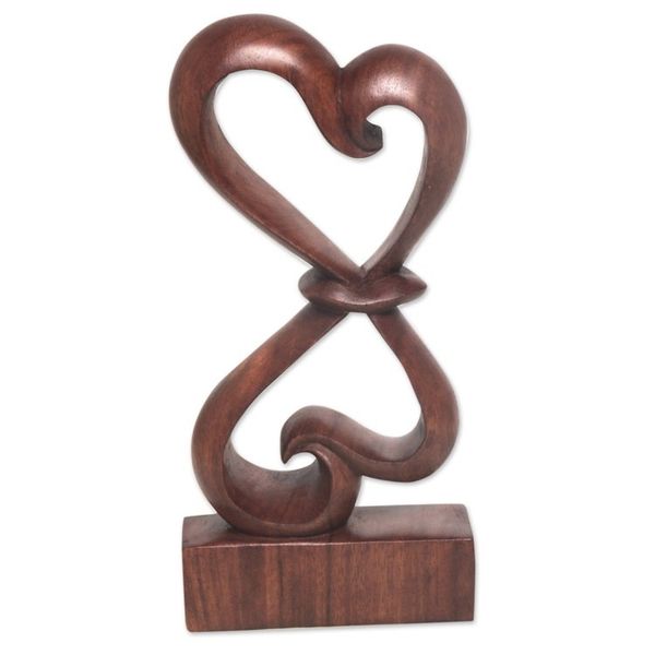 Alternate image for Hand-Carved Balinese Wood Sculpture Heartfelt
