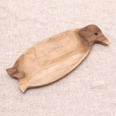 Alternate image for Penguin-Shaped Teak Wood Serving Platter Spry Penguin