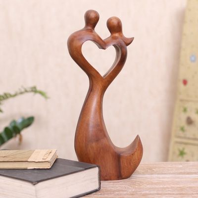 Alternate image for Natural Suar Wood Romantic Sculpture from Bali Wedding Day