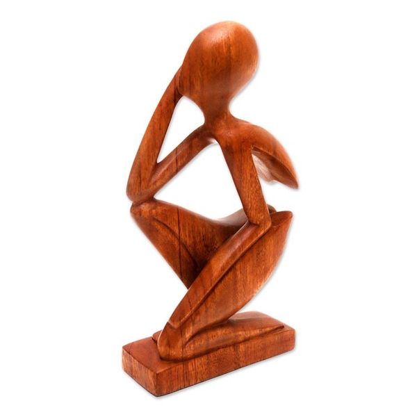 Alternate image for Hand Made Thought and Meditation Wood Sculpture Alone