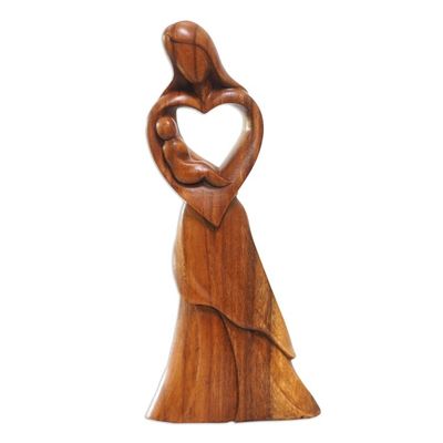 Alternate image for Mother and Child Suar Wood Statuette Mothers Joy