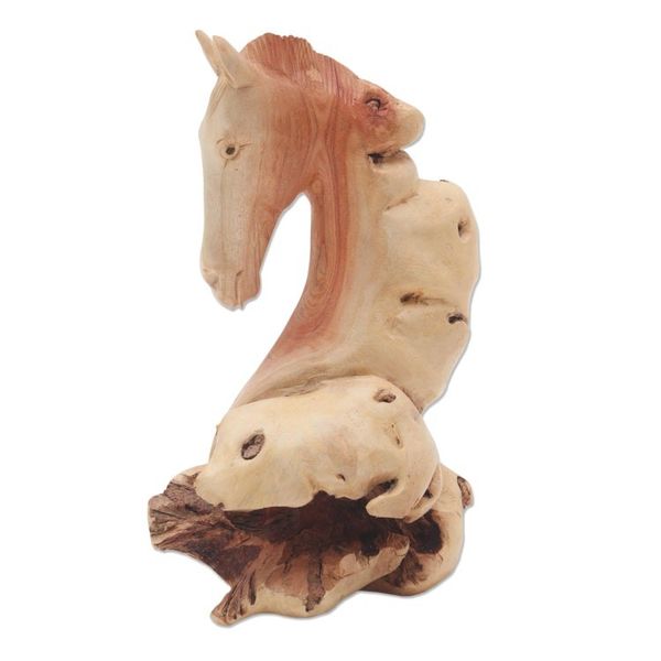 Alternate image for Unique Benalu Wood Horse Head Statuette Horse Head