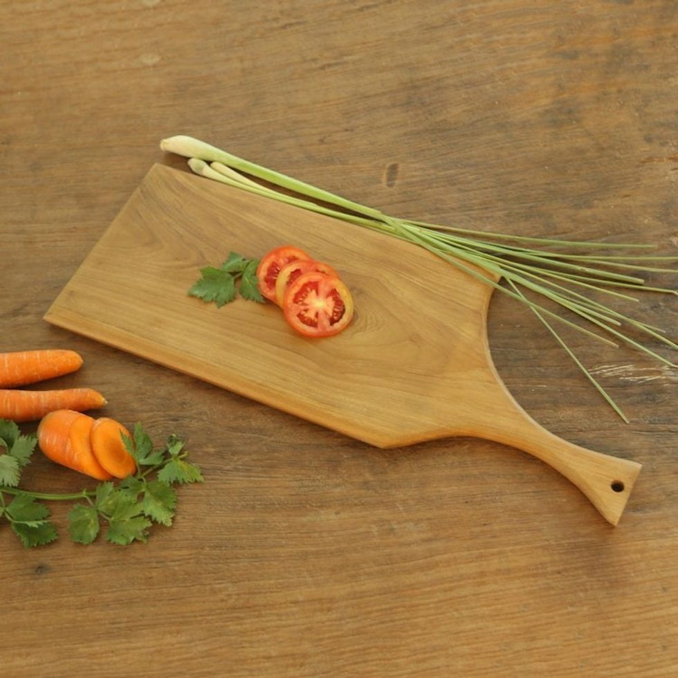 Hand Carved Teak Wood Cutting Board from Bali 'Delectable'